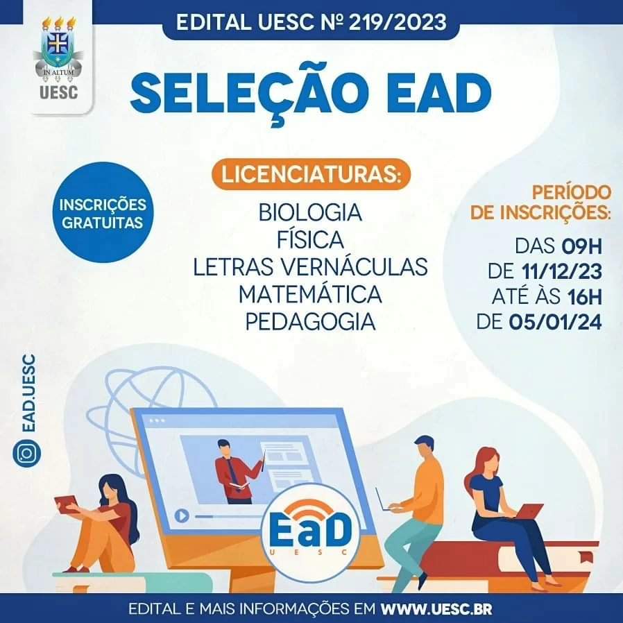 Inscrições para Cursos de Licenciatura EAD UESC começam dia 11 – Baixo ...